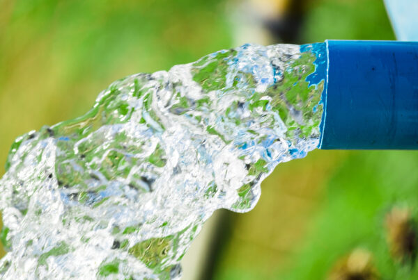 water flowing out of pipe after water well drilling